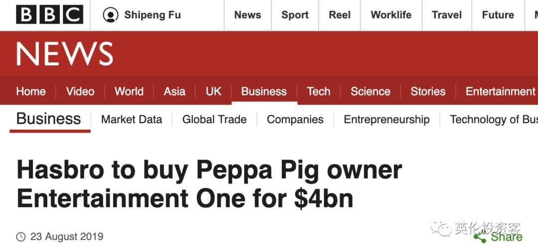 283亿，美国人抄底英国，买走“小猪佩奇”