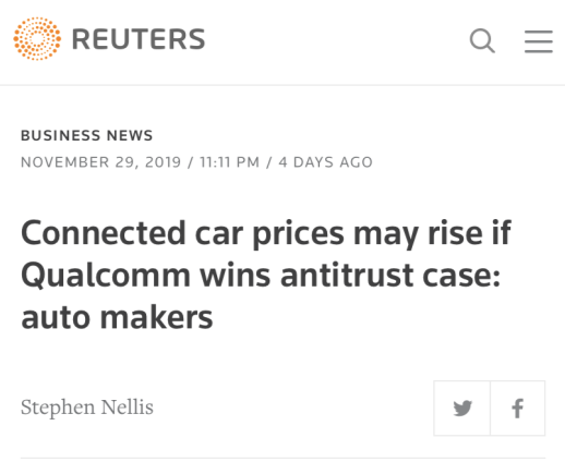 5G时代买车也要交“专利税”？汽车巨头联合起诉高通