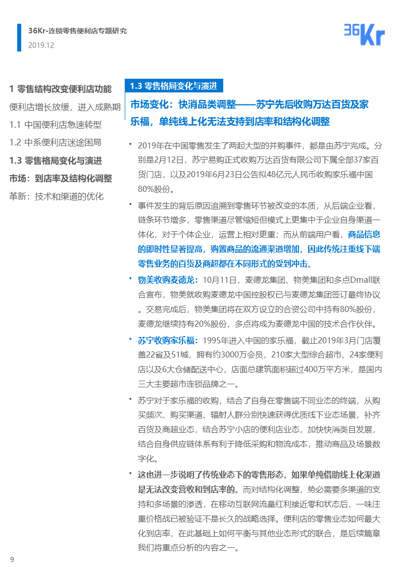 36氪研究 | 連鎖零售便利店品牌的市場性調(diào)整與新策略