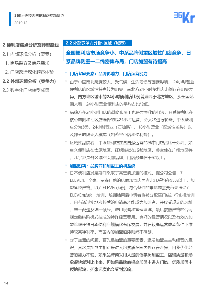 36氪研究 | 連鎖零售便利店品牌的市場性調(diào)整與新策略
