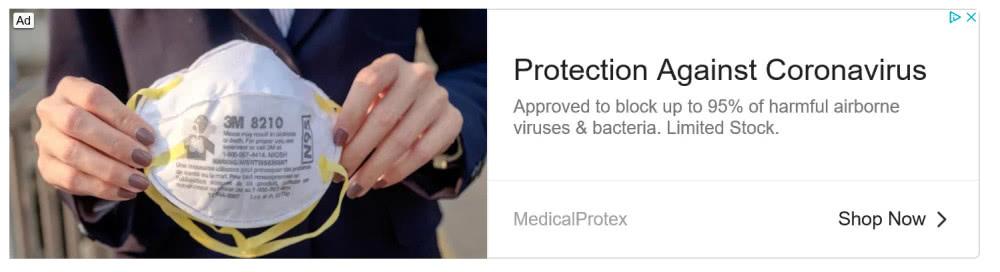 Violation against my own policy? Google is also showing advertisements for new crown virus prevention products
