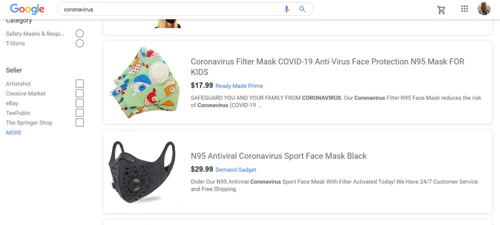 Violation against my own policy? Google is also showing ads for New Crown virus prevention products