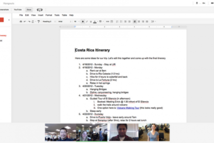 Google Hangouts整合Google Docs，视频会议上文件共享将更加方便