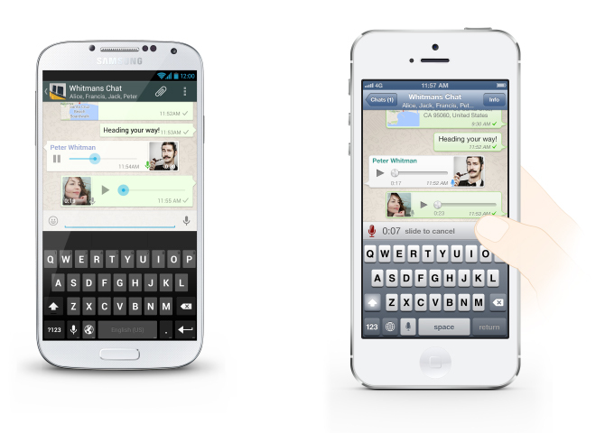 Whatsapp 的3亿用户终于能发语音消息了