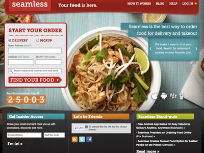 Seamless delivers food to you when you're hungry and lazy