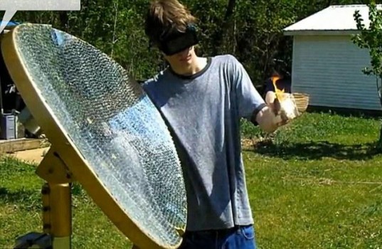 eric jacqmain, solar death ray, homemade solar ray, solar ray, solar death ray, diy, do it yourself, teenager makes solar death ray, solar ray, green design, eco design