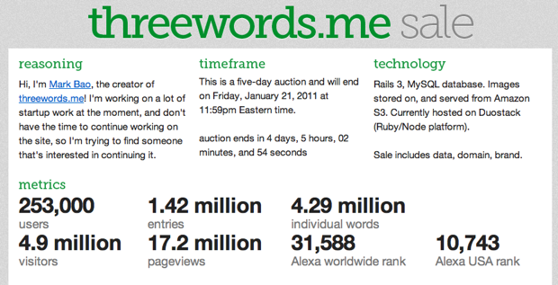 Threewords.me迅速窜红之后打算出售