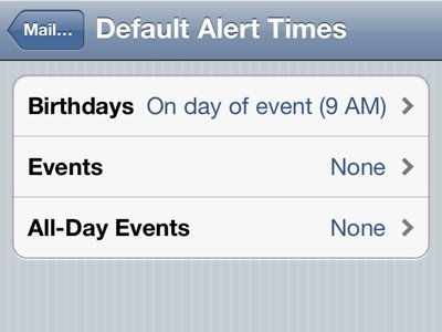 Set up default alert times for events you need to remember.