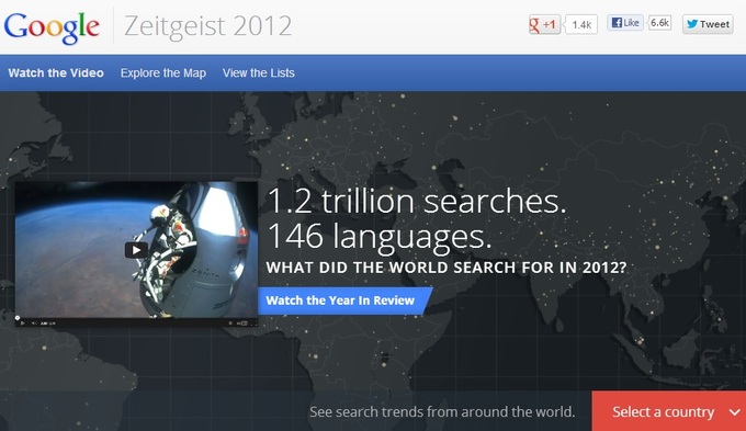 Google 2012时代精神大盘点：平板为王 手机第二，中国区好声音、伦敦奥运会、江南style排前三