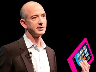 Jeff Bezos pink Kindle