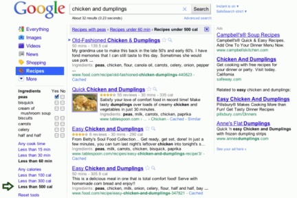 Google推出语义食谱搜索