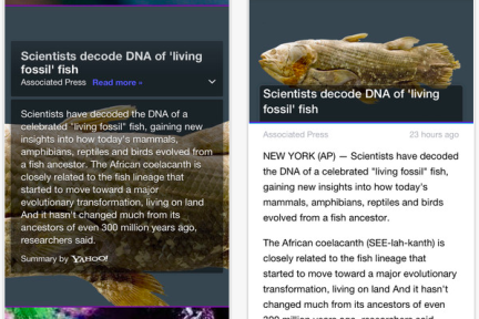 3000万美元买的果然是背后的技术：Yahoo! app 上线，使用了一个月前收购的Summly的新闻摘要技术