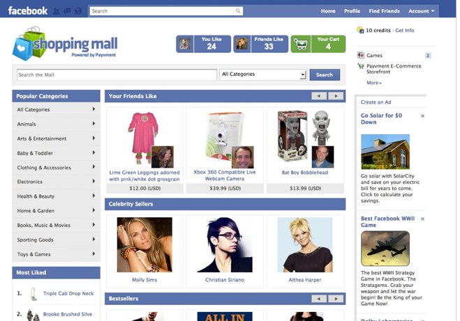 Payvment在Facebook上推出第一家社交网络商城