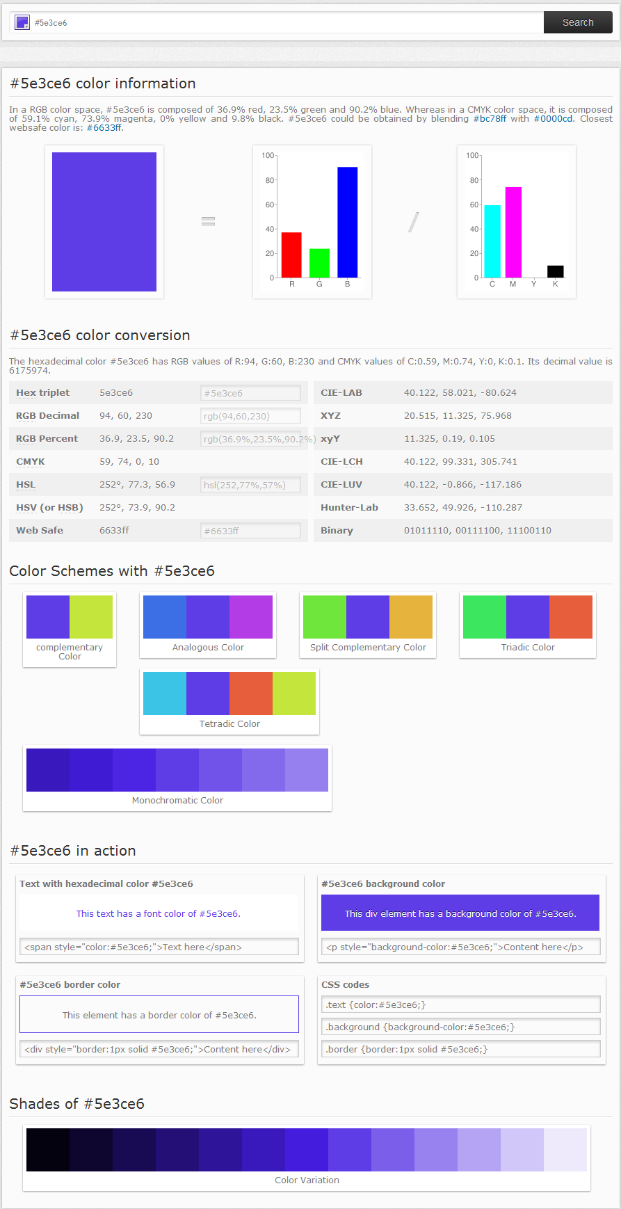 颜色的百科全书ColorHexa：自动生成CSS渐变代码、配色甚至更多内容