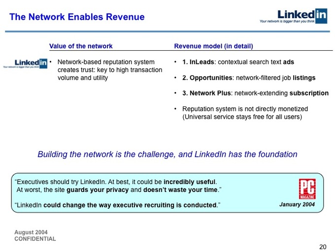 2004年LinkedIn B轮融资计划书开封：如今股价已达227美元的它当年是怎么融资的