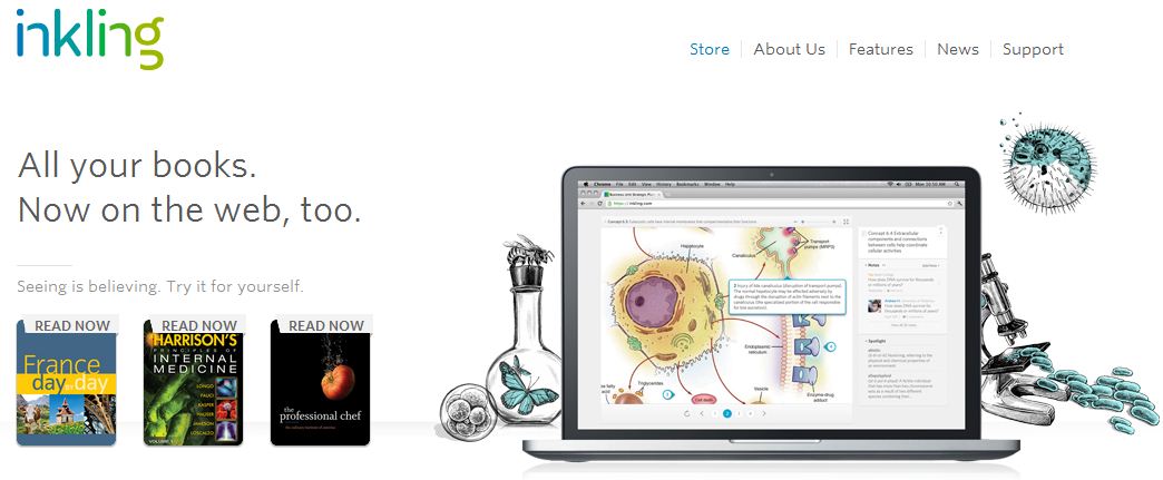 交互图书商Inkling基于HTML5开发Web客户端，跨平台同步所有图书、笔记和书签