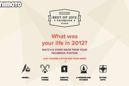 在线视频制作和分享Web应用Animoto要用你的Facebook照片回顾2012