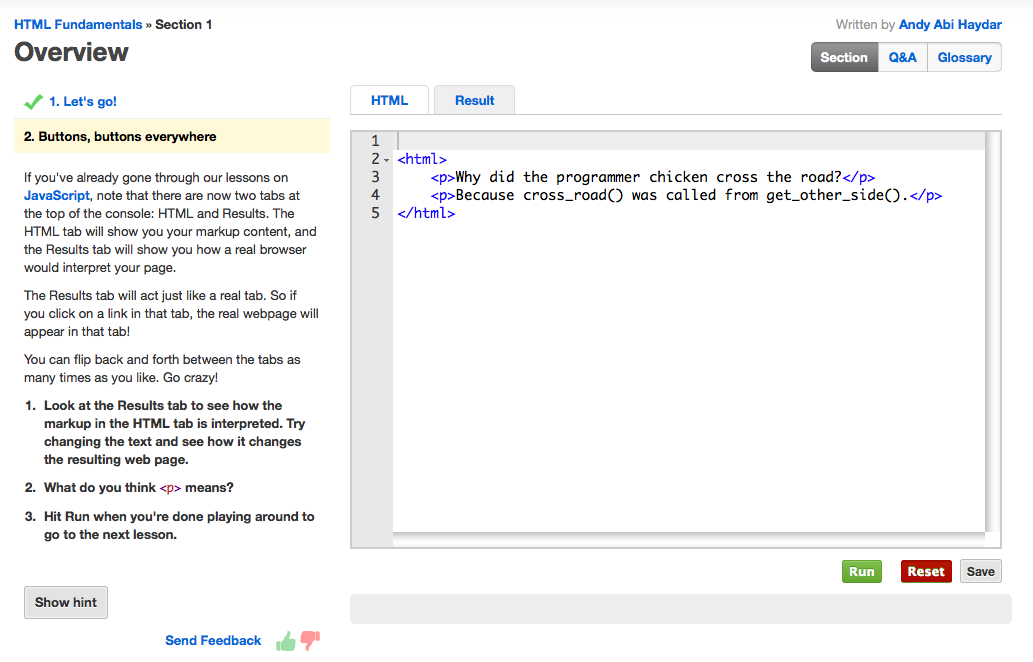 编程新手的新选择 趣味编程网站codecademy新增html和css两种编程语言的编程学习课程 详细解读 最新资讯 热点事件 36氪