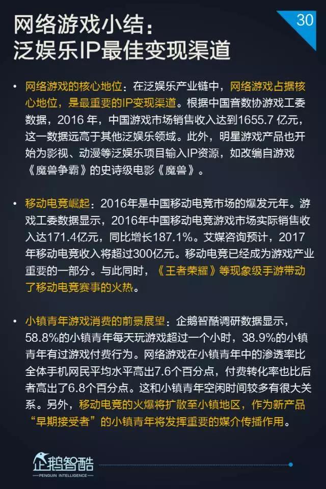 2017小镇青年泛娱乐白皮书：三到六线城市年轻人最爱网游和影视