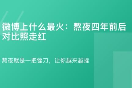 「 熬夜四年前后对比照走红·谈资」4月9日