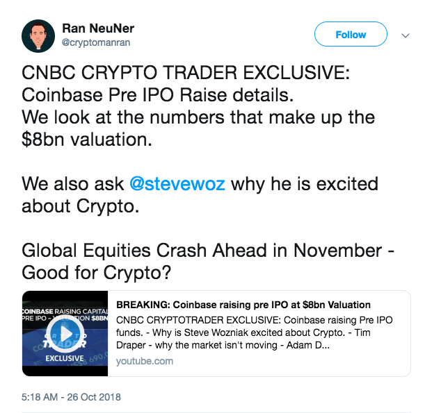 Coinbase确认上市，估值80亿美元