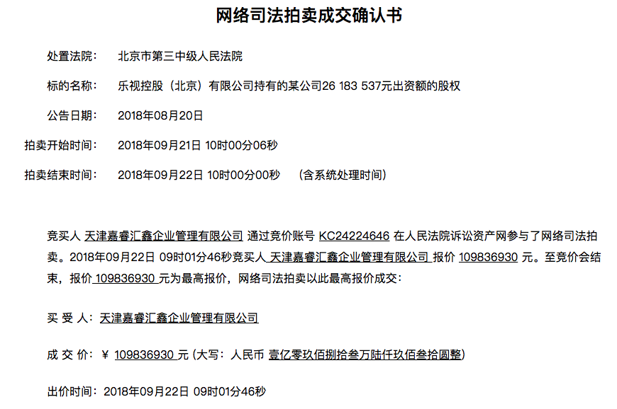 融创7.7亿元接手乐视控股部分股权，控股乐融致新、乐视影业