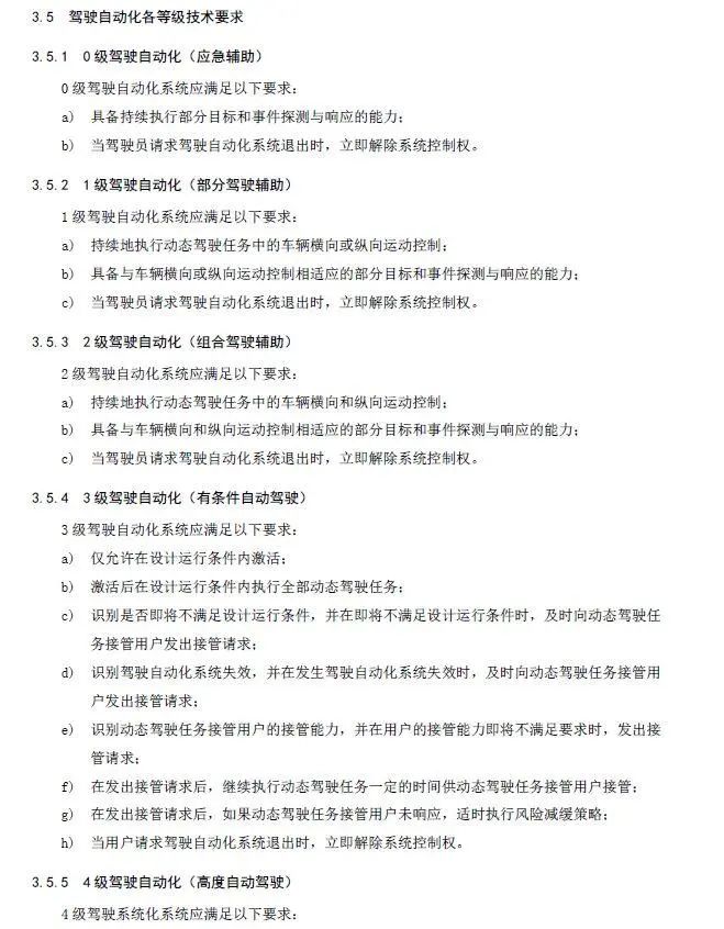 自动驾驶分级中国标准明年1月1日实施，与美国基本一致