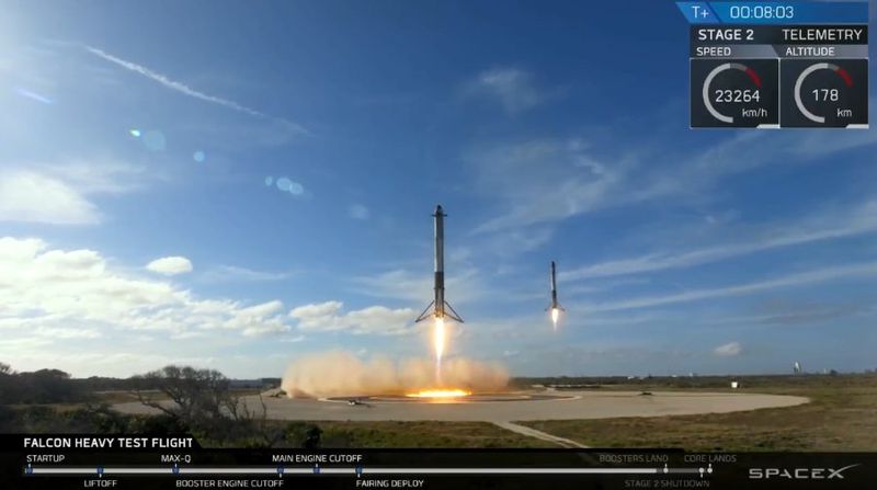 马斯克圆梦！猎鹰重型火箭首飞成功，特斯拉跑车送上太空要待10亿年