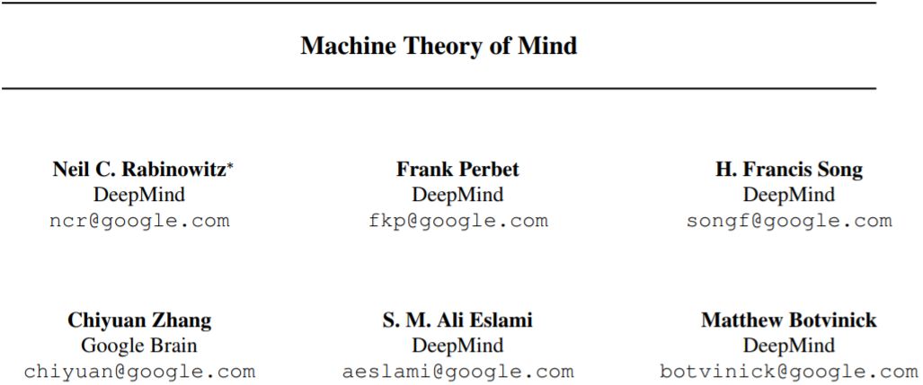 让机器思考与互相理解：DeepMind提出机器心智理论神经网络ToMnet