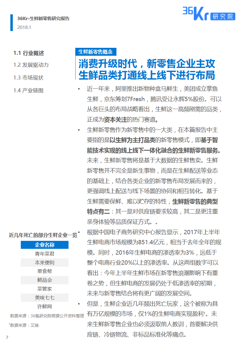 新式零售 谁与争“鲜” | 生鲜新零售研究报告（上）