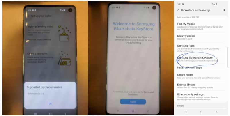三星Galaxy S10内置加密货币硬钱包，最新曝光将支持BTC和ETH