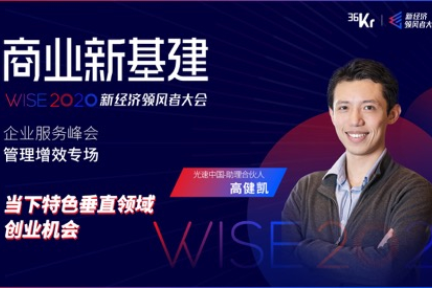 光速中国助理合伙人高健凯：当下特色垂直领域创业机会｜WISE2020新经济领风者大会