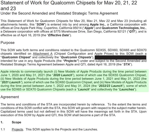 协议显示苹果未来四年要采购高通5G基带：iPhone12先用骁龙X55