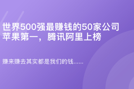 「世界500强最赚钱的50家公司：苹果第一，腾讯阿里上榜·谈资」7月20日