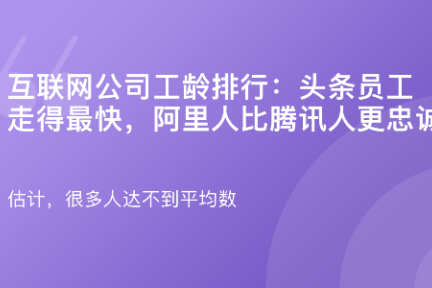 「互联网公司工龄排行发布：阿里人比腾讯人更忠诚，头条员工走得最快」5月16日