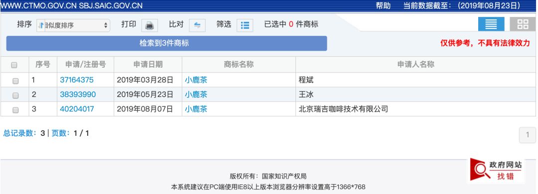 瑞幸力推的小鹿茶，商标存在被抢注风险