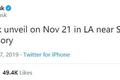 马斯克：特斯拉皮卡将于11月21日在洛杉矶发布