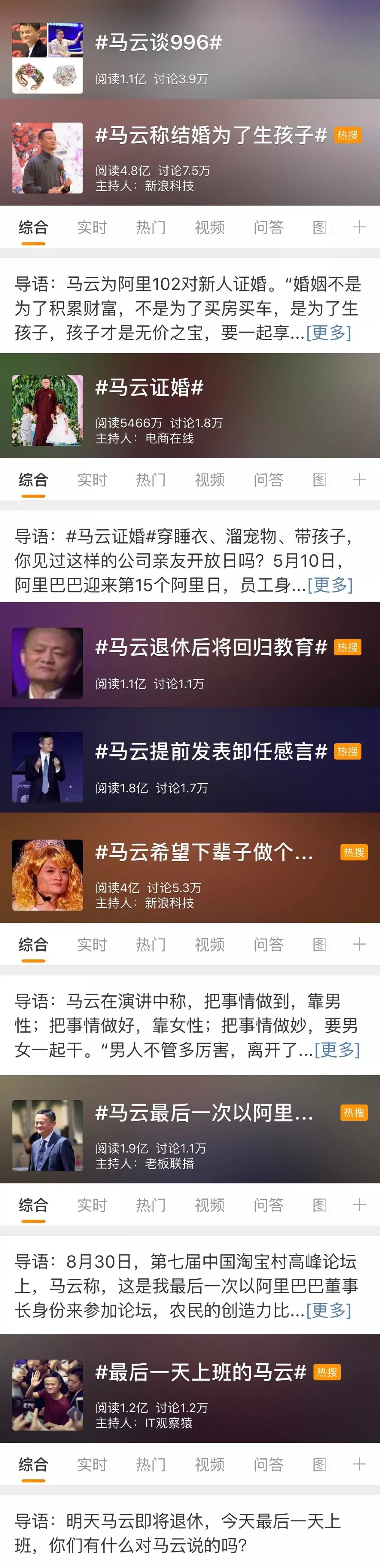 马云今天退休：这些年他为中国新媒体事业花了多少钱？贡献了多少热搜？