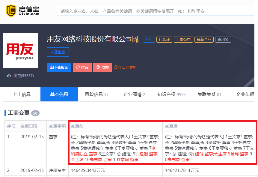 用友网络董事会人员变更，李绍唐退出