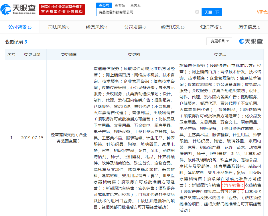 小米旗下电商平台新增汽车销售业务