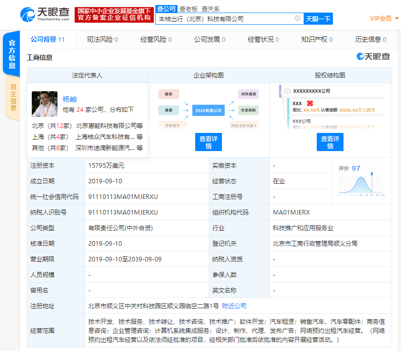 丰田、滴滴的合资公司“丰桔出行”正式成立