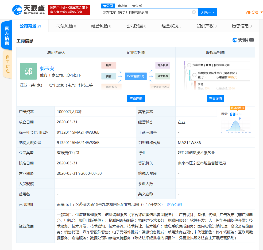 北汽福田、东风资产、吉林一汽等共同成立物联网公司