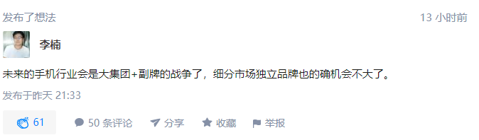 魅族李楠：未来手机行业是大集团+副牌战争