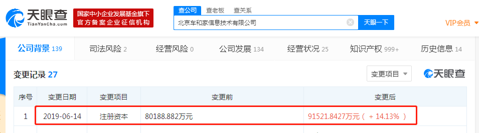 理想汽车注册资本增加1亿余元