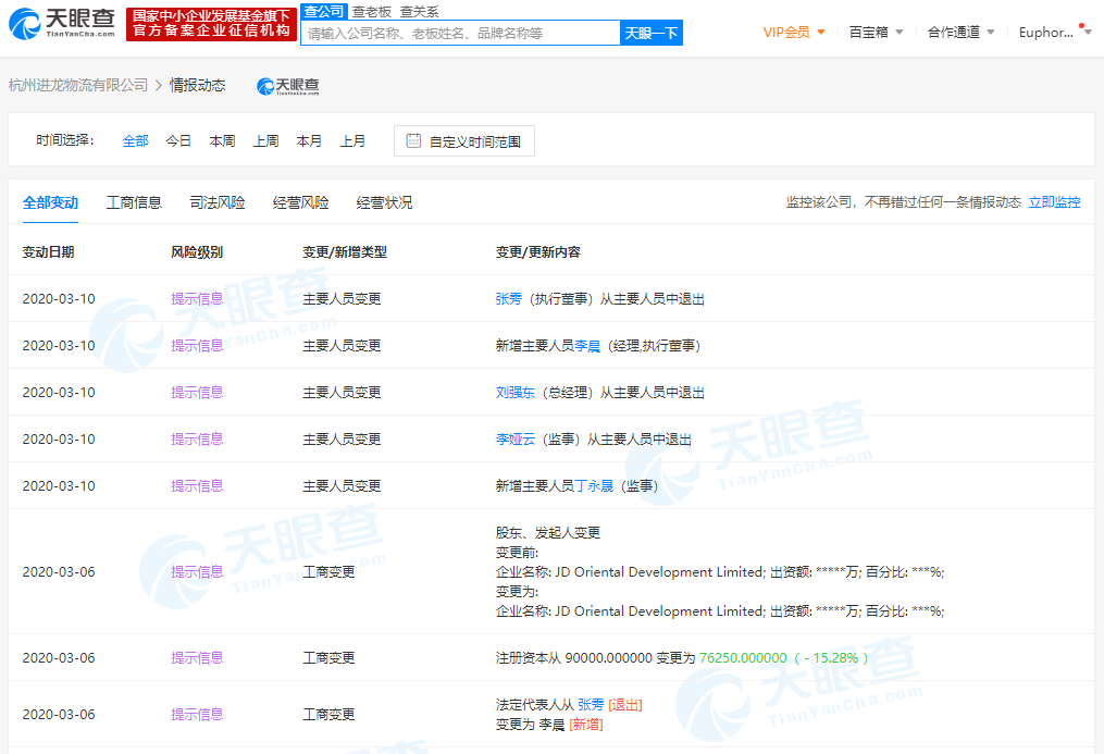 刘强东卸任旗下物流公司总经理一职