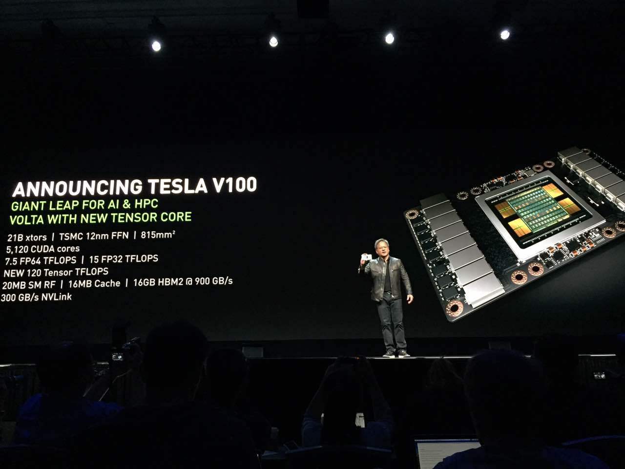 GTC 2017现场，英伟达正式发布TESLA V100，又一个性能怪兽诞生