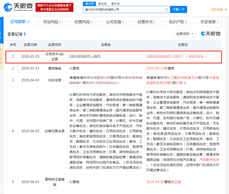 吉利旗下福州优行注册资本增加9900万