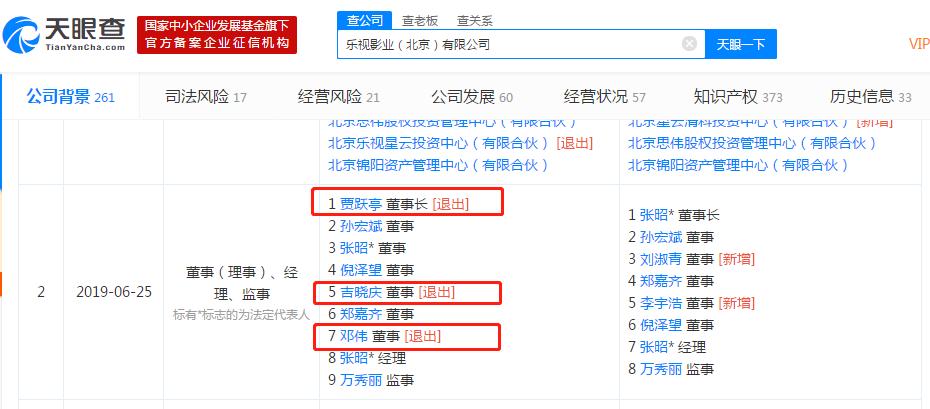 贾跃亭卸任乐视影业（北京）有限公司董事长职务