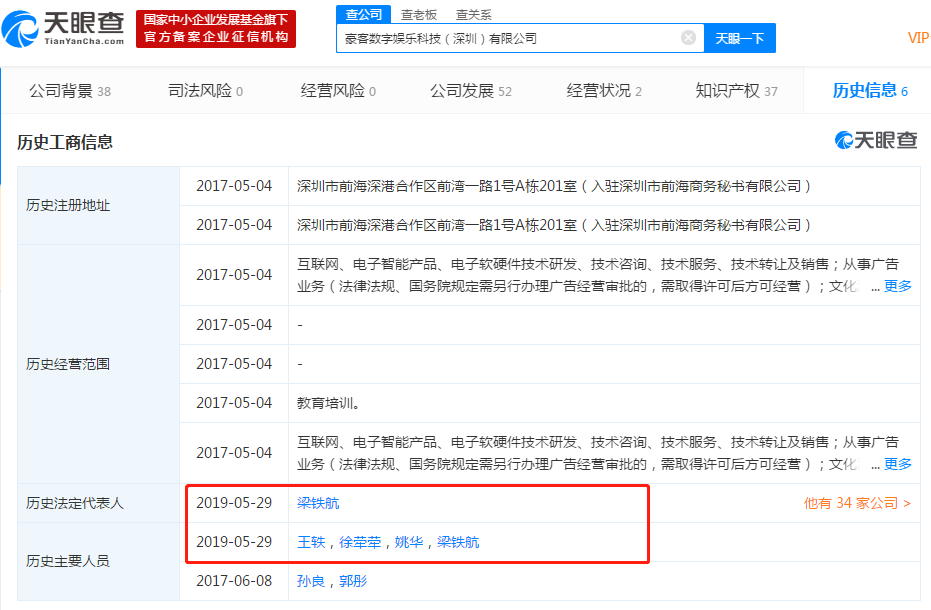TCL旗下文娱公司发生多项变更：梁铁航退出，李宏伟接管
