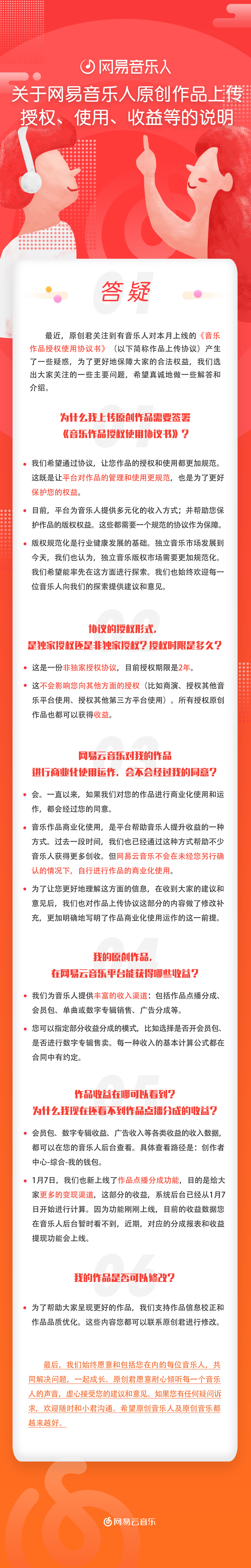 网易云音乐回应作品授权质疑：非独家授权，商业化会经用户确认
